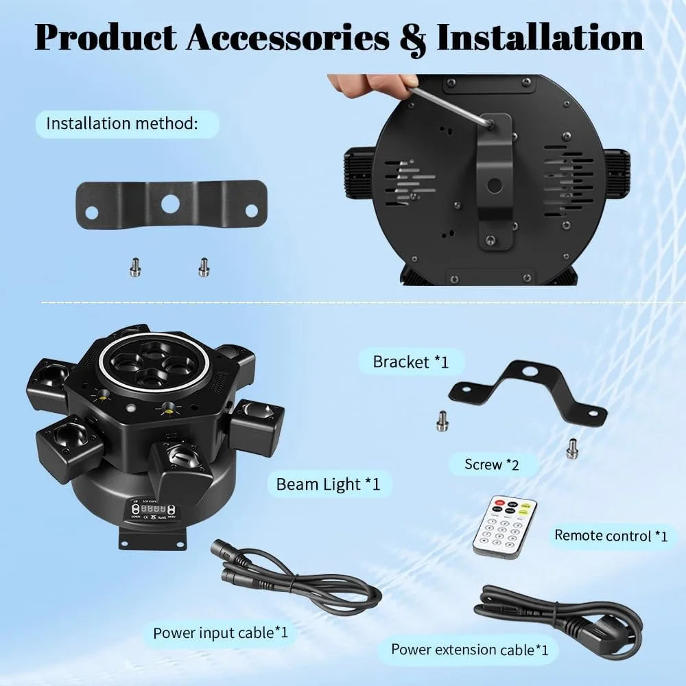 150W RGBW Moving Head Light – 6-Arm DJ Stage Light