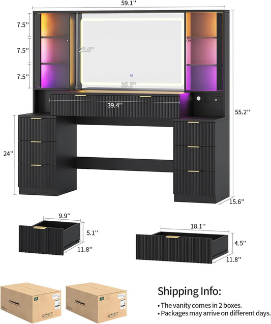 Fluted LED Vanity Desk