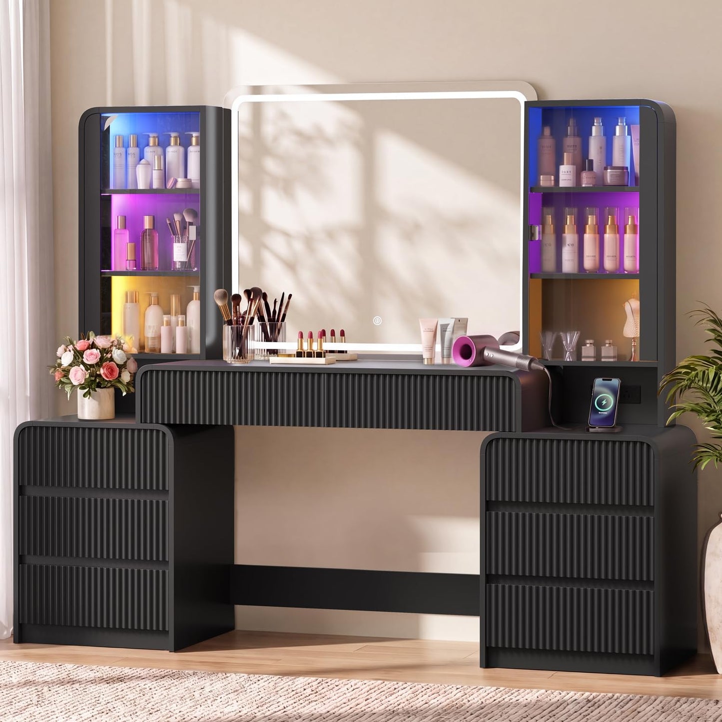 Fluted LED Vanity Desk