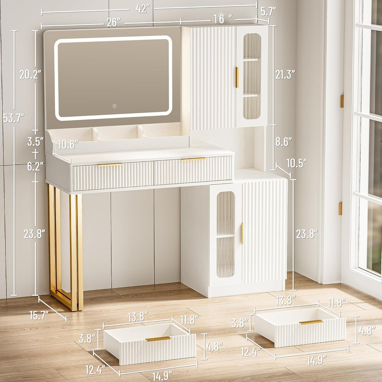 42" Modern Makeup Desk
