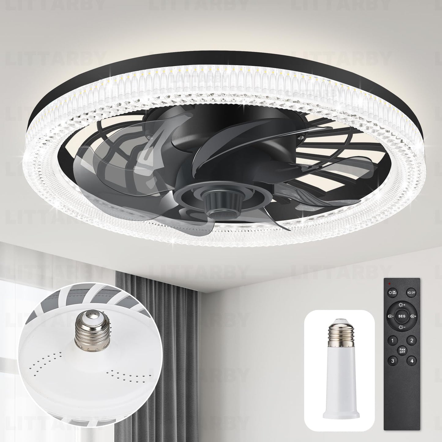 Dimmable Socket Fan Light