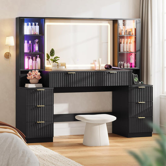 Fluted LED Vanity Desk