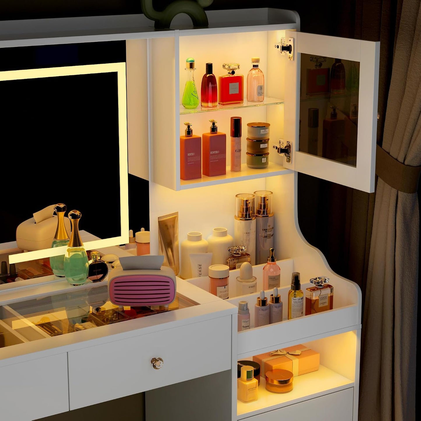 62" Large LED Vanity Desk