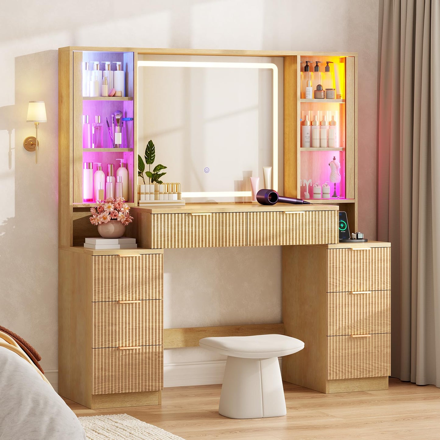 Fluted LED Vanity Desk