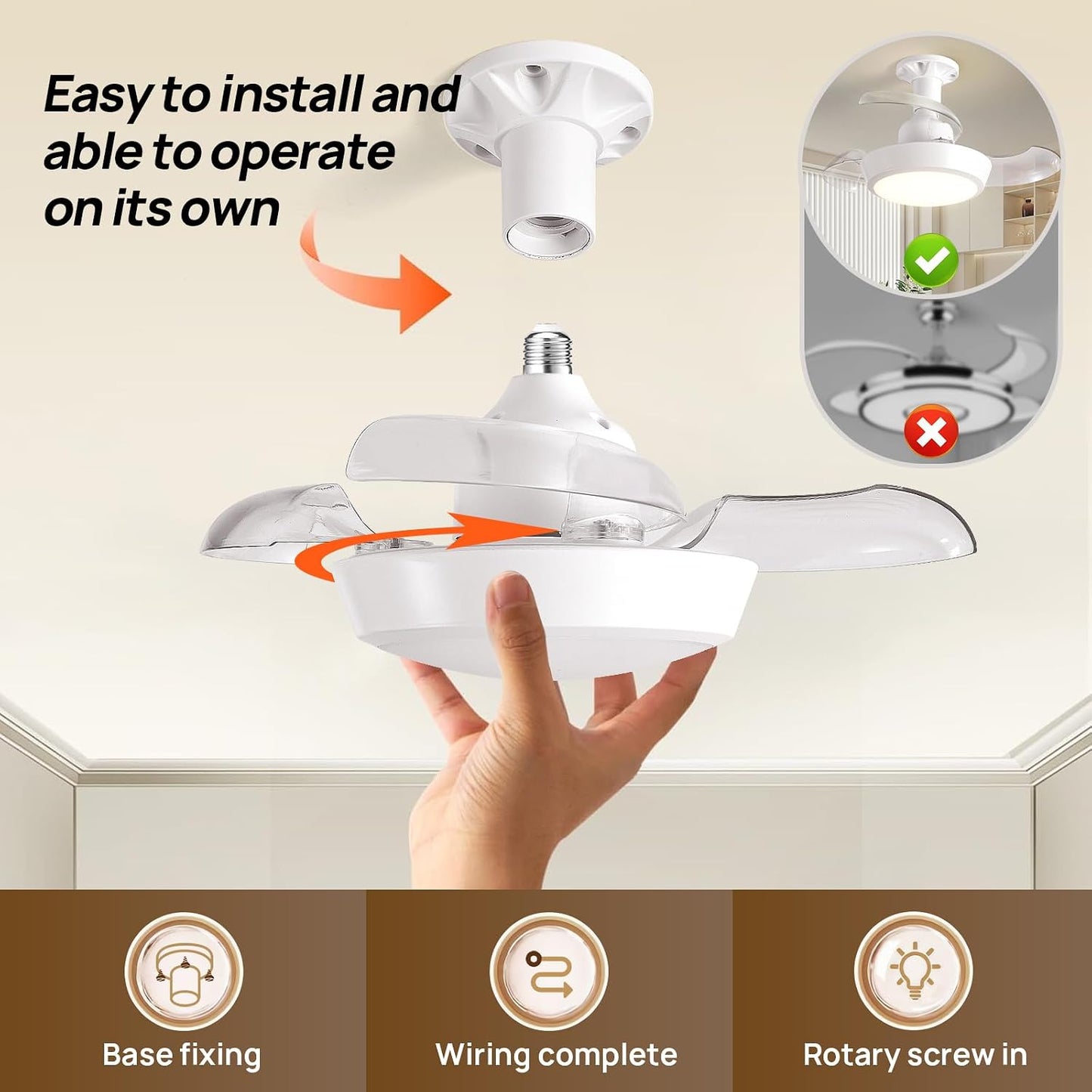 Retractable Socket Fan Light