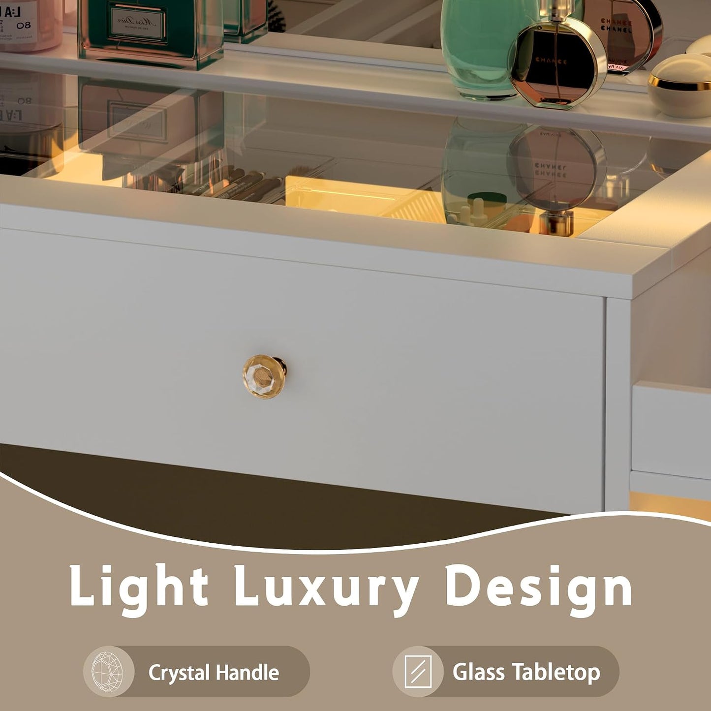 62" Large LED Vanity Desk