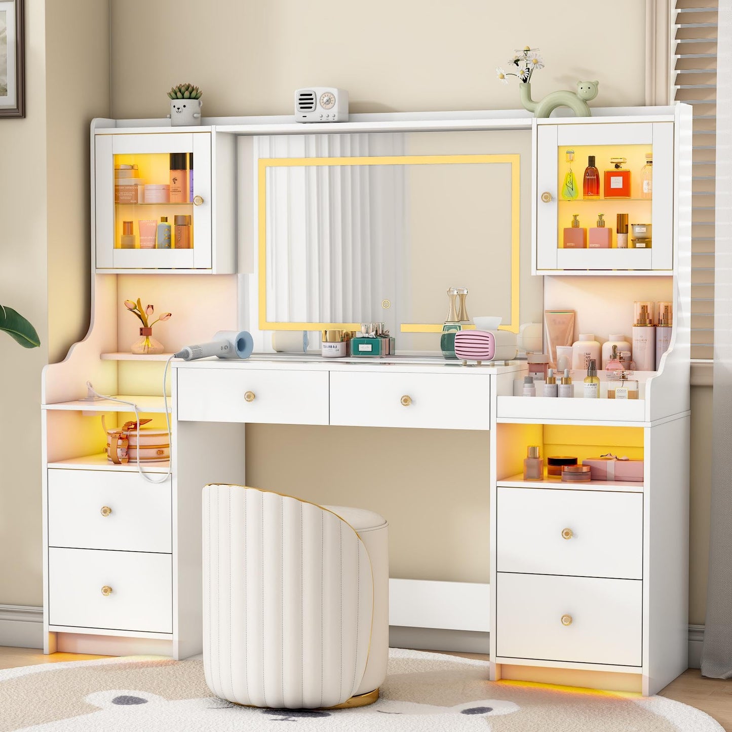 62" Large LED Vanity Desk
