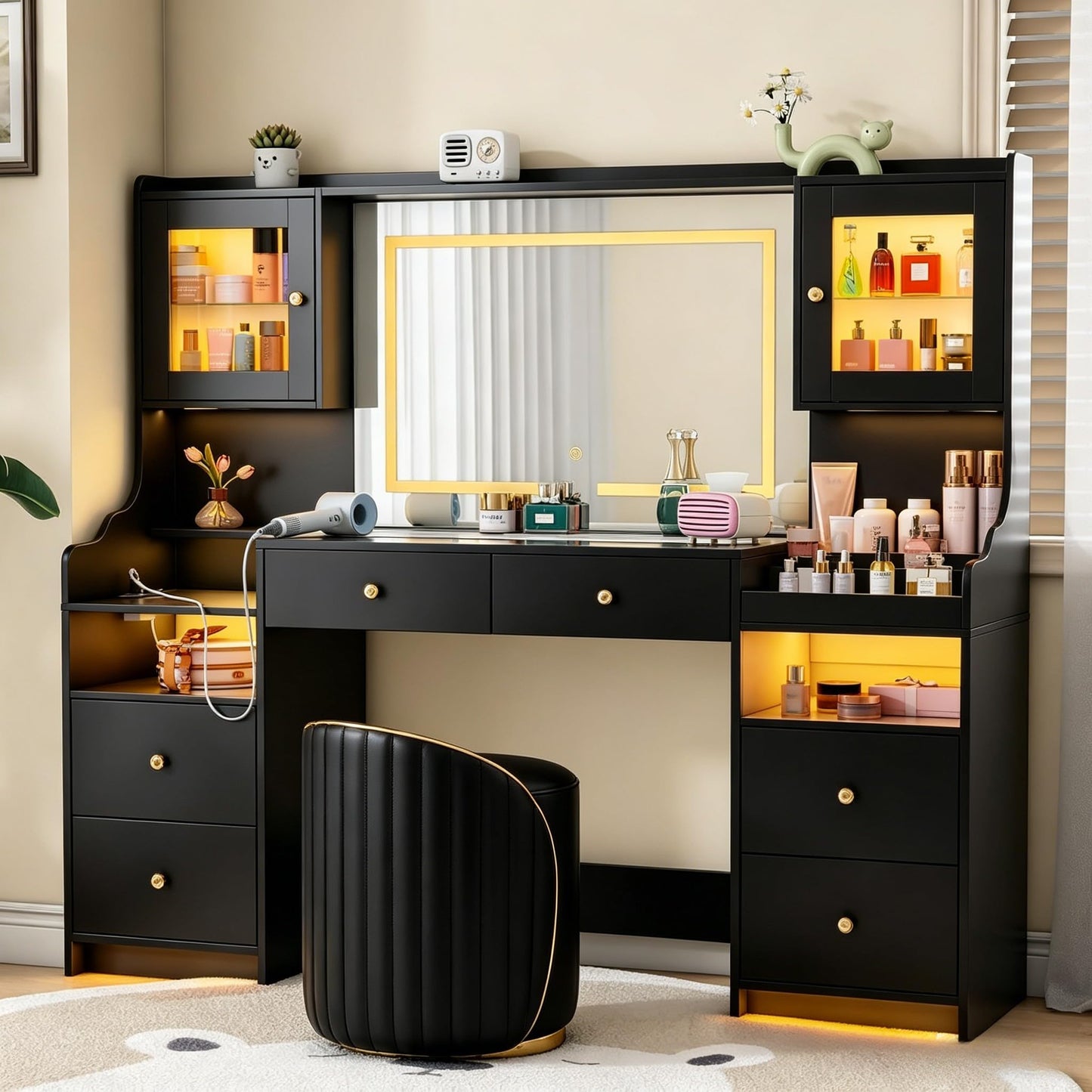 62" Large LED Vanity Desk