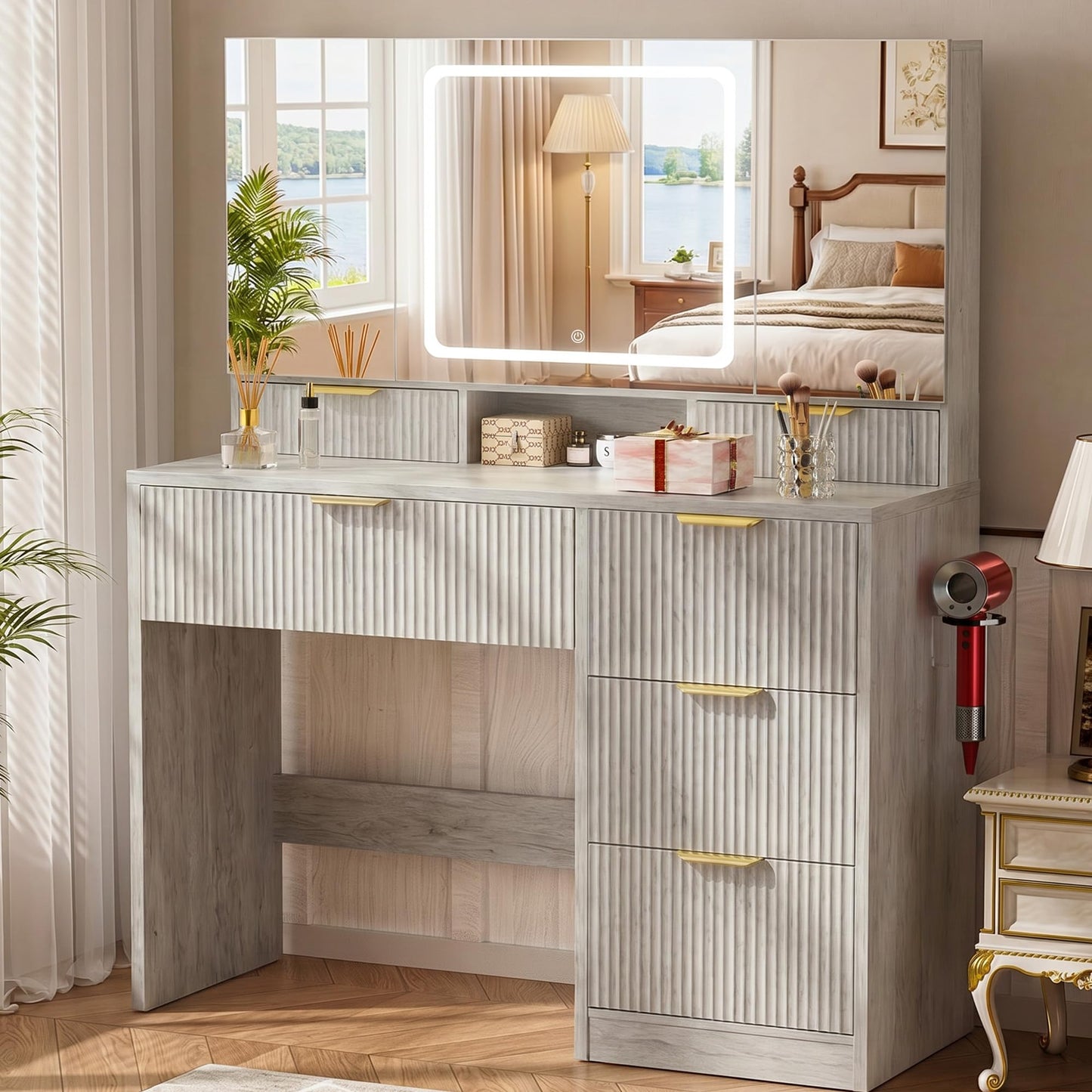 3-Way Mirror Vanity Desk