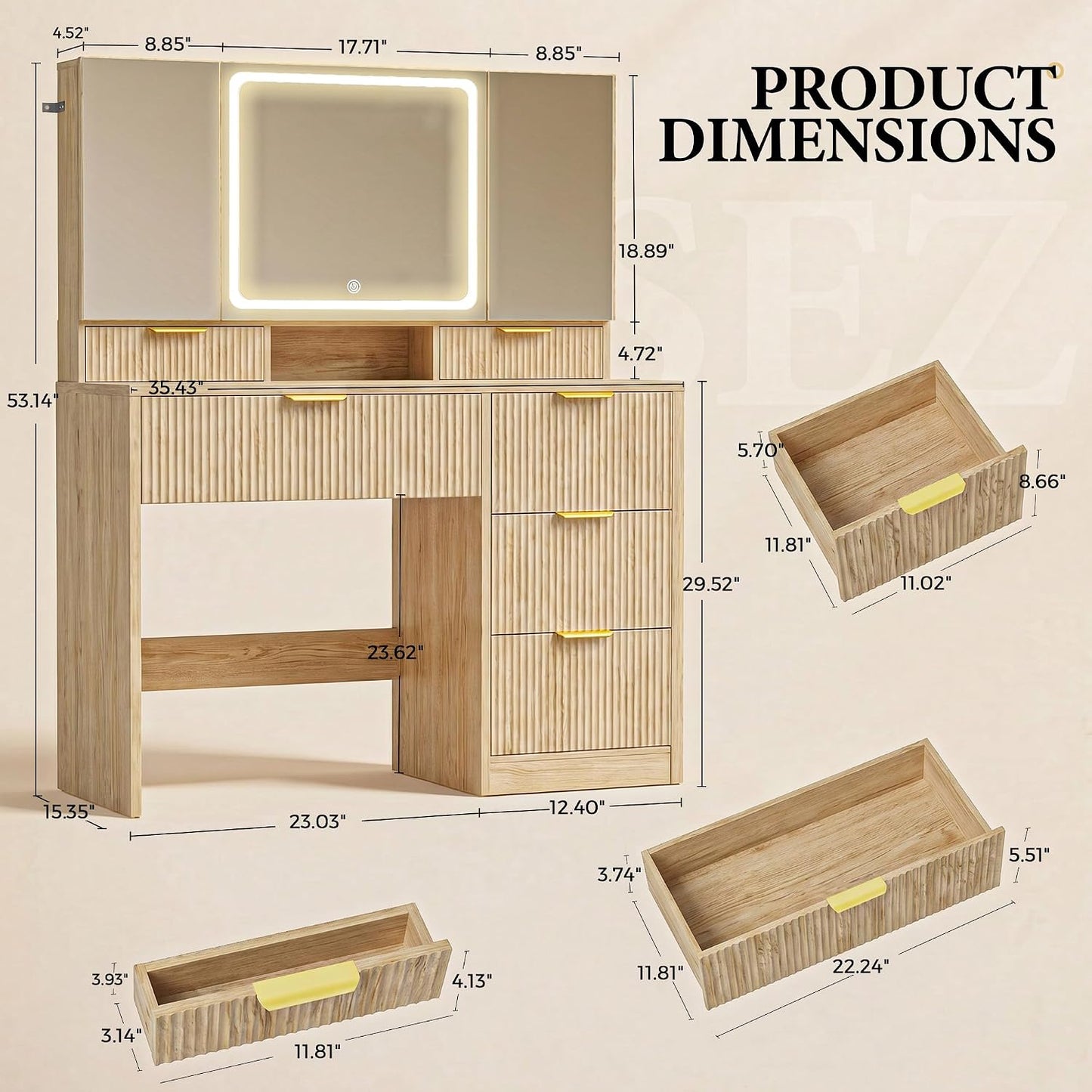 3-Way Mirror Vanity Desk